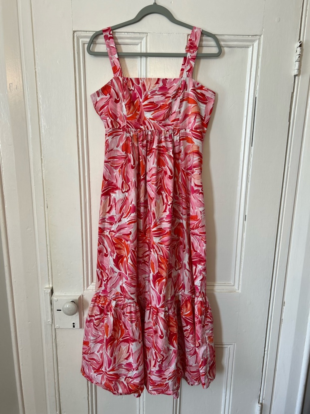 London Times Pink & Red Floral Tiered Sundress